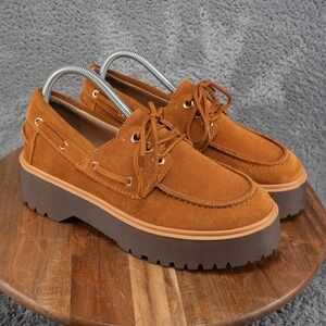 Rag & Co Cuckatoos Chunky Brown Suede Oxford Platform Loafers Womens Size 9